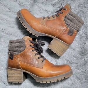 Bullboxer‎ Cassie Handmade Brown Leather Ankle Boot 10 Grunge Bootie Block Heel